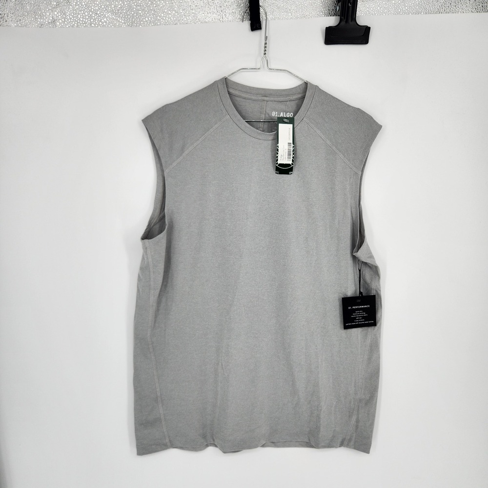 01.Algo Algoflex Lite Tank Men Small Light Grey Performance Sleeveless Shirt NWT